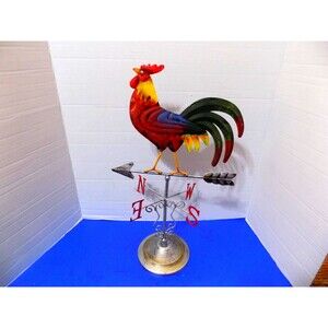New Rooster Weathervane Metal Movable Figurine Sculpture Country Farmhouse Decor